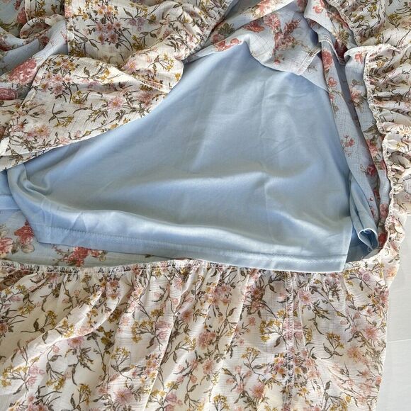 Anthropologie By the River Women Dress S Blue Floral Cottagecore Ruffle Peasant - Picture 9 of 13